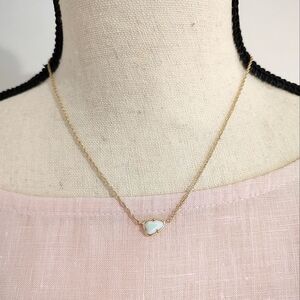 Kendra Scott White Quartz Pendant Necklace Gold Tone